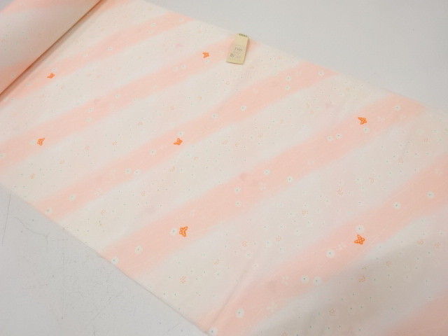 アンティーク　蝶に小花模様　長襦袢地反物